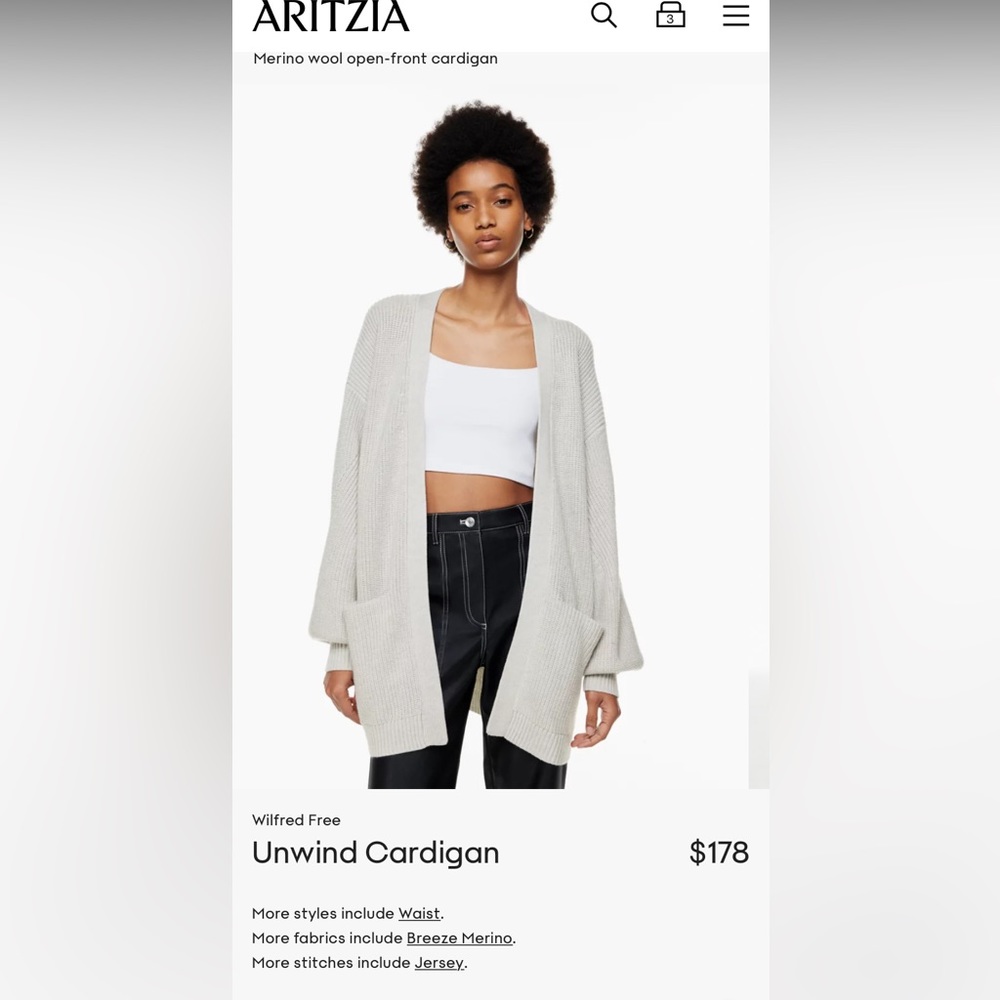 Wilfred unwind cardigan NWOT